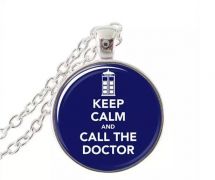 náhrdelník Doctor Who - Keep Calm and Call The Doctor | bílý, temněmodrý