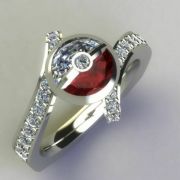 Pokémon prsten trenéra Pokéball se zirkonem | Velikost 6, Velikost 7, Velikost 8