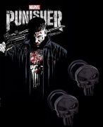 ocelové náušnice Punisher Logo šroubovací | černé, stříbrné