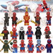 Blocks Bricks Lego figurka Spider- Man | bez obličeje, D, Dark, Dark Red, Peter Parker, Peter Parker s čepicí, petrolejový, se sítí klasik, SHIELD, Silver, speciál
