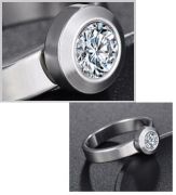 Briliantový prsten zásnubní (ocel, zirkon) Beisteel