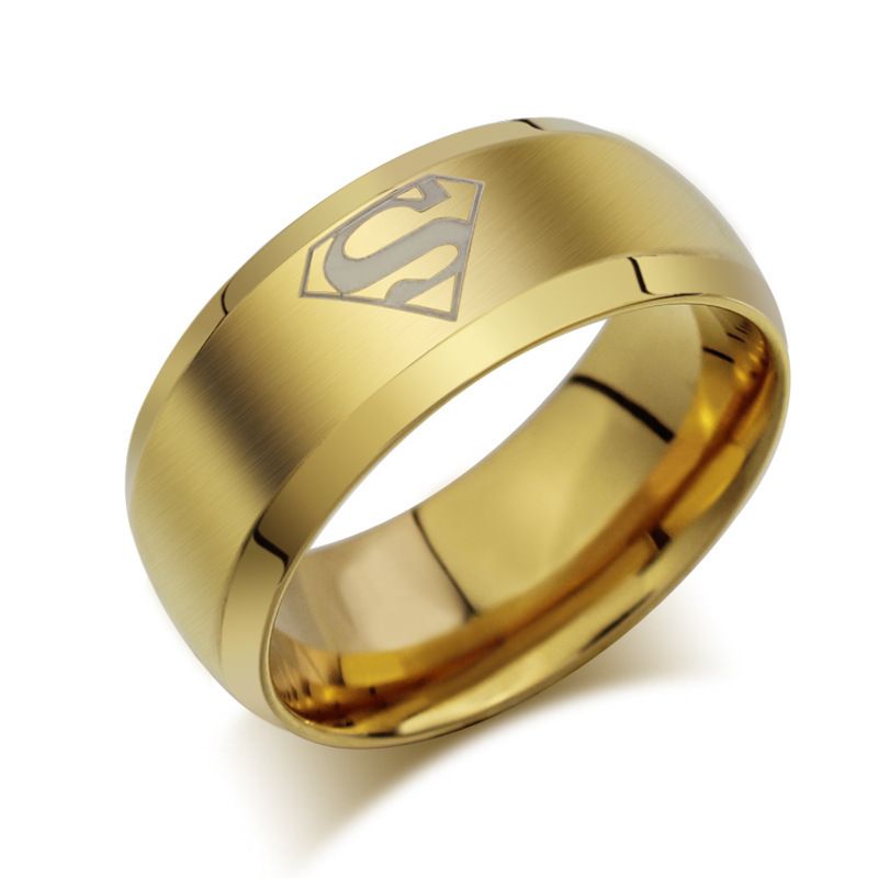 ocelový prsten Superman Logo - zlatý